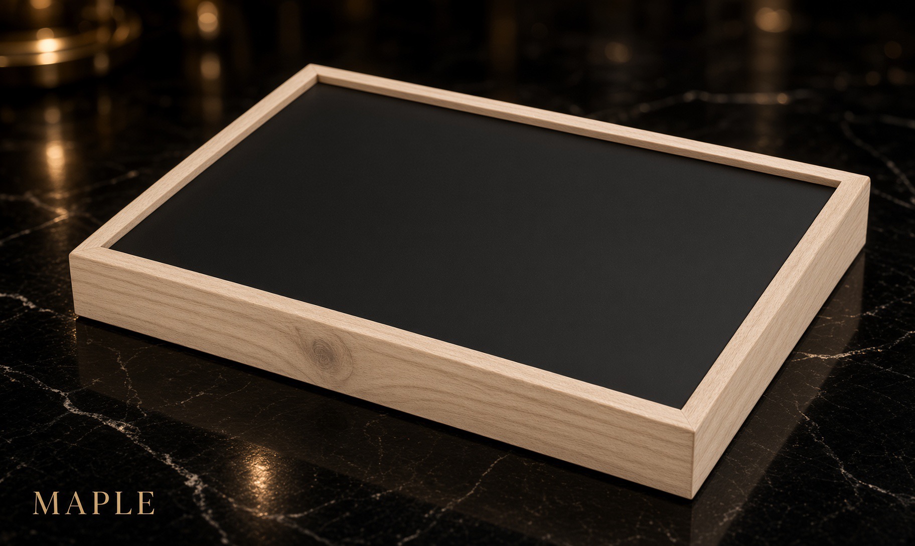 Zion Rolling Co Maple tray, solid maple frame with black slick rolling surface
