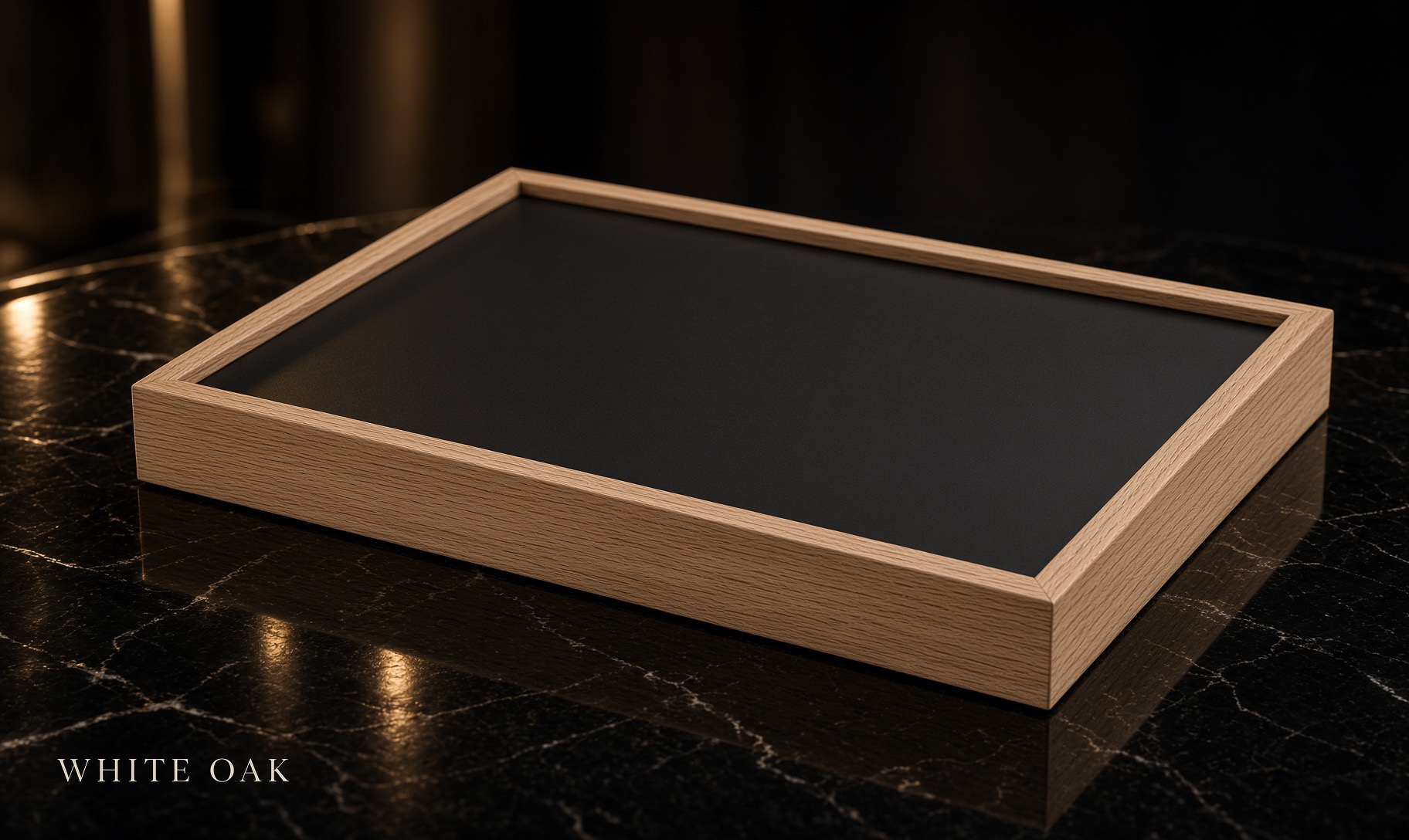 Zion Rolling Co White Oak tray, solid white oak frame with black slick rolling surface
